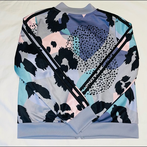 NWT- Adidas Girl Zip Front Allover Print Tricot Jacket Sz XL Multicolor - Picture 3 of 3